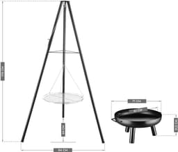Gregman Roast 35 - Vuurschaal en Grill 2-in-1 - Tuinhaard BBQ met Verstelbaar Rooster - Zwart — thumbnail 2