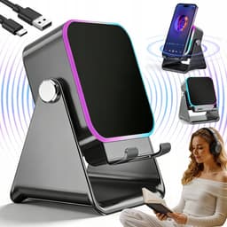 Draadloze Luidspreker - Magnetische Bluetooth-speaker met Sensor & Sfeerverlichting Dubbele modus: inductie + Bluetooth - Sfeerverlichting - 5000mah - Zwart - 360° Verstelbaar — thumbnail 1