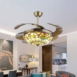 Plafondventilator met Licht en 6 Snelheden Tiffany Stijl Dimbaar — thumbnail 4