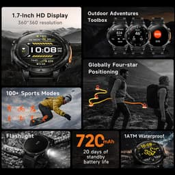 Hibousee Smartwatch Heren & Dames met Belfunctie – Sporthorloge – Hartslagmeter – Waterdicht – Fitness Tracker – Zaklamp – Geschikt voor iOS & Android — thumbnail 5