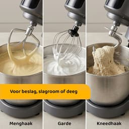 Linea Tegno Steel Mixer PRO-M7500 - Professionele Keukenmixer voor deeg, beslag, slagroom en crèmes - 1500W - Krachtige Antracietgrijze keukenmachine - Stand Mixer met 6.5L edelstalen mengkom. Krachtig, stil en eenvoudig reinigen. — thumbnail 3