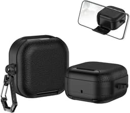 Telestore - hoesje geschikt voor Samsung Galaxy Buds4 / 4 pro hard case cover - zwart - leather look hoesje Beschermhoes - Samsung Galaxy Buds 4 / 4 Pro Cover - Buds4 hoesje — thumbnail 1