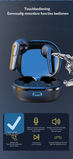 Bluetooth Oordopjes Draadloos met Oplaadcase – draadloze oordopjes - draadloze earbuds - Bluetooth 5.3 – Touch Bediening – Waterbestendig – Lange Batterijduur – In-Ear Earbuds – iPhone & Android — thumbnail 4