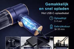 Draagbare handstofzuiger voor auto en huis met zuig- en blaasfunctie, 4500 Pa, draadloos, oplaadbaar via USB, 2-in-1, met een gebruiksduur van 18-30 minuten. — thumbnail 5