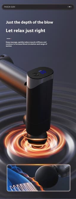 Massagepistool - Verlengde Bocht - Grijs - 32 Standen - LCD Display - Oplaadbaar - 25W - Diepe Weefselmassage - Rugmassage - Spierherstel - Mini Draagbaar — thumbnail 3