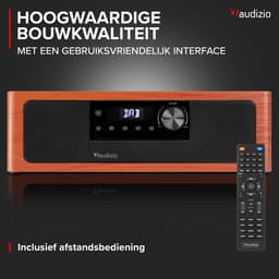 Premium DAB radio - Audizio Lunata - Bluetooth radio met CD speler - High-end speakers - Kersenhout — thumbnail 4