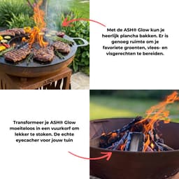 Plancha BBQ – ASH - Glow - Plancha barbecue met grillring – Vuurschaal & Plancha bakken – Cortenstaal — thumbnail 5