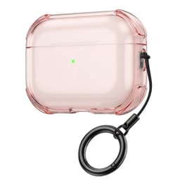 Roze transparant hoesje voor oordopjes met sleutelring – schokbestendige beschermhoes geschikt voor AirPods Pro 3 — thumbnail 1