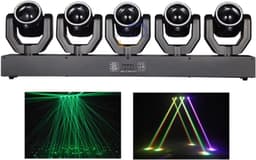 Cellista - Moving Head DJ Licht 180W - 5-Kops LED Beam RGBW + Groene Laser - DMX512 Disco Verlichting - Stage Light met Geluid Besturing - Party Club Bar Licht Effect — thumbnail 1