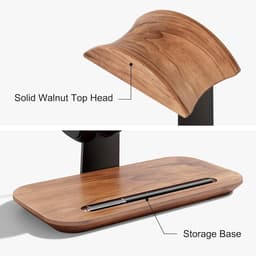 Houten Koptelefoon Standaard voor Bureau - Walnoothout - Universeel — thumbnail 5