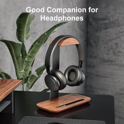 Houten Koptelefoon Standaard voor Bureau - Walnoothout - Universeel — thumbnail 3