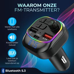 Bluetooth Transmitter - FM Transmitter voor Auto - Carkit met Handsfree Bellen - Bluetooth Auto Ontvanger - Autolader USB-C - SD Kaart — thumbnail 3