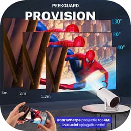 PEEKGUARD® ProVision 4 - Mini Beamer Wit - WiFi - HDMI - Bluetooth - 4K support Beamers Scherm - Apple & Android - Projector Draagbaar - Incl. HDMI kabel & Afstandsbediening — thumbnail 3