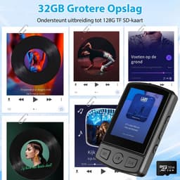 Bluetooth 5-2 MP3 Speler Met Clip - 1-8 Inch TFT Kleurenscherm - 32GB Geheugen Uitbreidbaar Tot 128GB - Met Ingebouwde Luidspreker En FM Radio - Sport Muziekspeler Met Koptelefoon - Voor Hardlopen Fitness Reizen En Dagelijks Gebruik — thumbnail 4