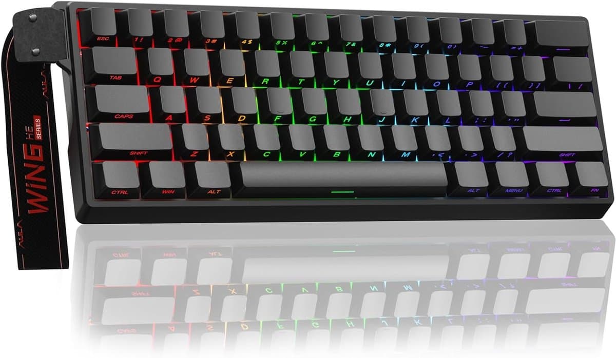 AULA WIN60 HE - 60% Bedraad RGB Gaming Toetsenbord - Hall Effect Rapid Trigger - Magnetische Toetsen - Gasket - Hot Swap - 8K Hz Polling Rate - QWERTY Toetsenborden - Zij Bedrukte toetsen - 61 Keys - Zwart — afbeelding 1