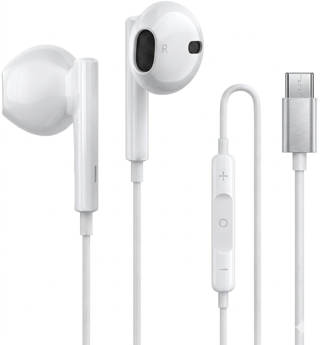 VEXON - In-Ear Oordopjes met USB C Aansluiting - Earpods - Bedrade oorjtes - Oortjes met Draad en Microfoon voor Telefoon / Tablet / Laptop / Smartphone / GSM - Wit — afbeelding 1