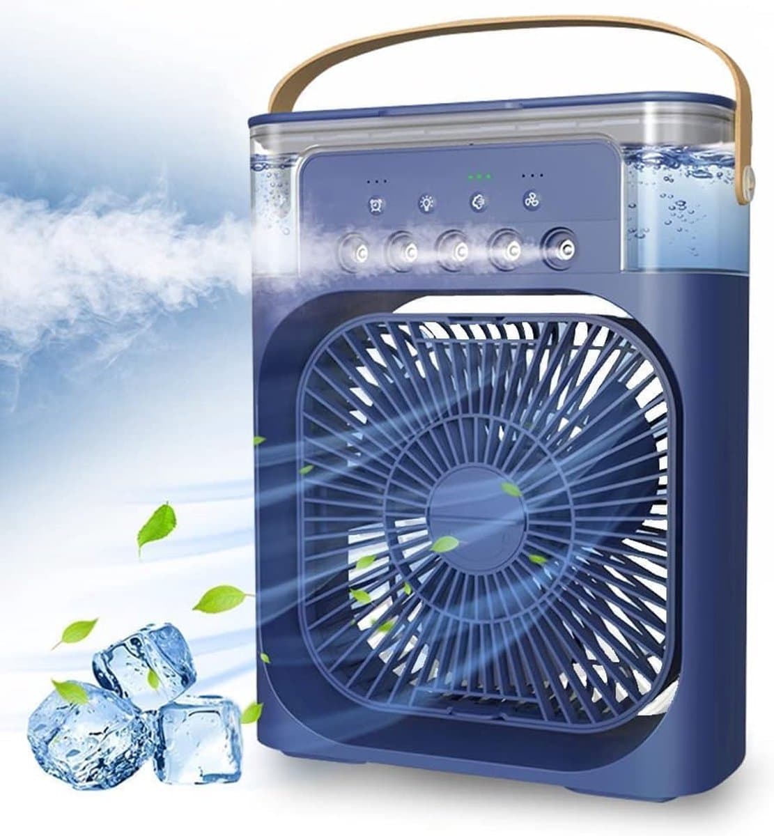 Draagbare airconditioning-ventilator, USB-aangedreven luchtkoeler, luchtbevochtiger, 7 led-luchtkoeler, klein, met 3 snelheden, ultra-stille koelventilator Geschikt Geschikt voor familie, reizen, kantoor — afbeelding 1