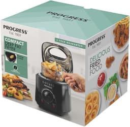 Progress EK2969PBLKVDE Compacte 1L Mini Friteuse - Verwijderbare antiaanbak kookmand, Gemakkelijk te reinigen, Antislip, Instelbare temperatuurregeling, Aanrecht frietpan, Geurreducerend filter, 950W — thumbnail 5