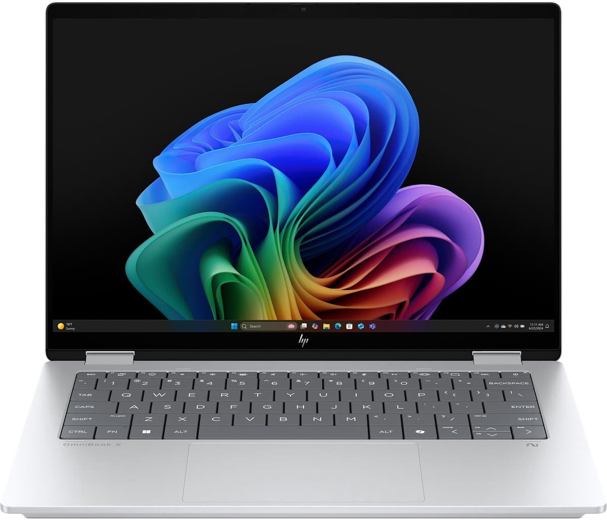 HP OmniBook X FlipNGAI 14-fm0670nd Copilot+ PC Intel Core Ultra 7 256V Hybride (2-in-1) 35,6 cm (14") Touchscreen 3K 16 GB LPDDR5x-SDRAM 1 TB SSD Wi-Fi 7 (802.11be) Windows 11 Home Zilver QWERTY — afbeelding 1