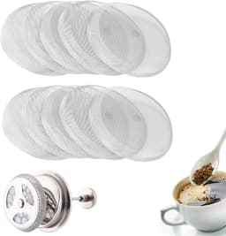 10 stuks Vervangende Filterzeefjes voor French Press Koffiezetapparaat - Herbruikbare RVS Zeefjes — thumbnail 1