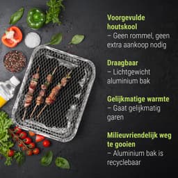 Wegwerp Barbecue – Instant BBQ met Houtskool – Camping Barbecue voor Buiten, Picknick of Balkon – Inclusief Rooster – Barbecue Accessoires – BBQ Kopen — thumbnail 3