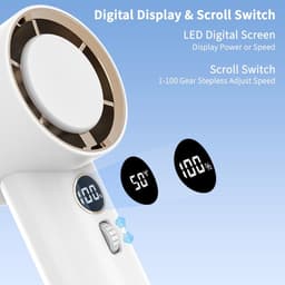 Portable Handheld Fan, Personal Turbo Fan with 1-100 Speed Adjustable, [15H Max Working Time] Rechargeable for Travel Outdoor, Gifts for Women Men — thumbnail 2