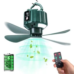 Plafondventilator met verlichting - Plafondventilator afstandsbediening - Met afstandsbediening - Met ophanghaak - 3 windsnelheden - 2 bladeren - voor luifeltenten noodoverleving — thumbnail 1