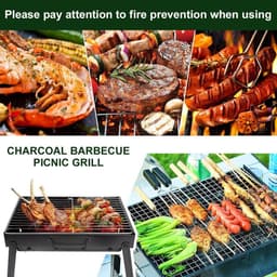 Compacte mini-barbecue houtskool draagbaar en inklapbaar roestvrijstalen grill - tafelgrill voor picknick, tuin, terras en camping - reizen - 43 x 29 x 23 cm. — thumbnail 2