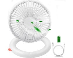 Tafelventilator Draadloos - Opvouwbaar-7 Uur - Mini Aircooler - Stille Ventilator - USB Fan - Vakantie - Wit