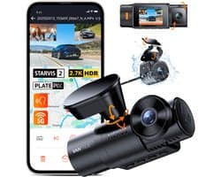 Vantrue N4S 3-kanaals dashcam (voor, binnen, achter), 2.7K+1440P+1440P WiFi-dashcam met PlatePix™, STARVIS 2 x HDR x IR-nachtzicht, spraakbediening, GPS, 24/7 parkeermodus, LTE-ondersteuning, ondersteunt tot 1TB max.