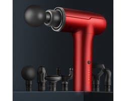 Diep weefselmassagepistool, elektrisch rugmassagepistool, nekpijnverlichtend massageapparaat, handmassageapparaat, 6-koppige percussiemassageapparaat (rood)