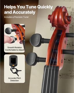 4/4 Viool met 584,2 Mm Armlengte, Set Inclusief Harde Koffer, Hars, Strijkstok, Schoudersteun, Brug En Reservesnaren, Hoogwaardig Massief Houten Instrument In Glanzend Bruin — thumbnail 5