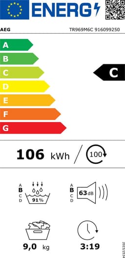 AEG TR969M6C EcoLine 9000 serie AbsoluteCare® Plus - Wasdroger - Warmtepomp Droger - 9 kg — thumbnail 2
