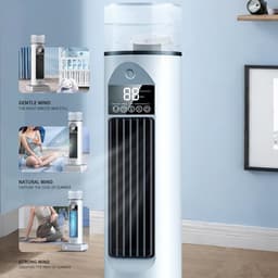 Torenventilator - Ventilator zonder bladen - Stille koeling thuis - 6 snelheden met water - 38 cm hoog - Wit — thumbnail 3