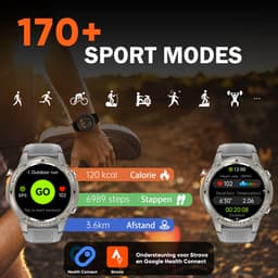 Synyq GPS Pro - GPS Smartwatch Heren - 4 Bandjes - 51mm - AMOLED Scherm - 5ATM Waterdicht - Belfunctie - 170+ Sportmodi - Stappenteller - Hartslag, Slaapmeter, SpO2 - Smartwatch Heren - Horloge Heren - Sport Horloge - IOS & Android — thumbnail 3