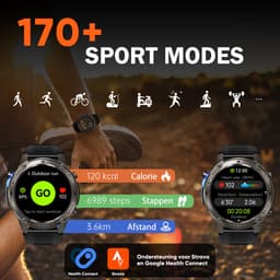 Synyq GPS Pro - GPS Smartwatch Heren - 51mm - AMOLED Scherm - 4 Bandjes - 5ATM Waterdicht - Belfunctie - 170+ Sportmodi - Stappenteller - Hartslag, Slaapmeter - Smartwatch Heren - Horloge Heren - Sport Horloge - IOS & Android — thumbnail 3