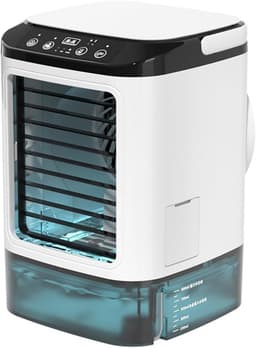 Luchtkoeler - Mini draagbare airconditionerventilator - Geruisloze verdampingsluchtbevochtiger - Airco-unit - 3-in-1 bureau-luchtkoeler met 3 windsnelheden - Koele mist - Bureaukoeler met 7 led-lampjes voor thuis, op reis of op kantoor — thumbnail 1