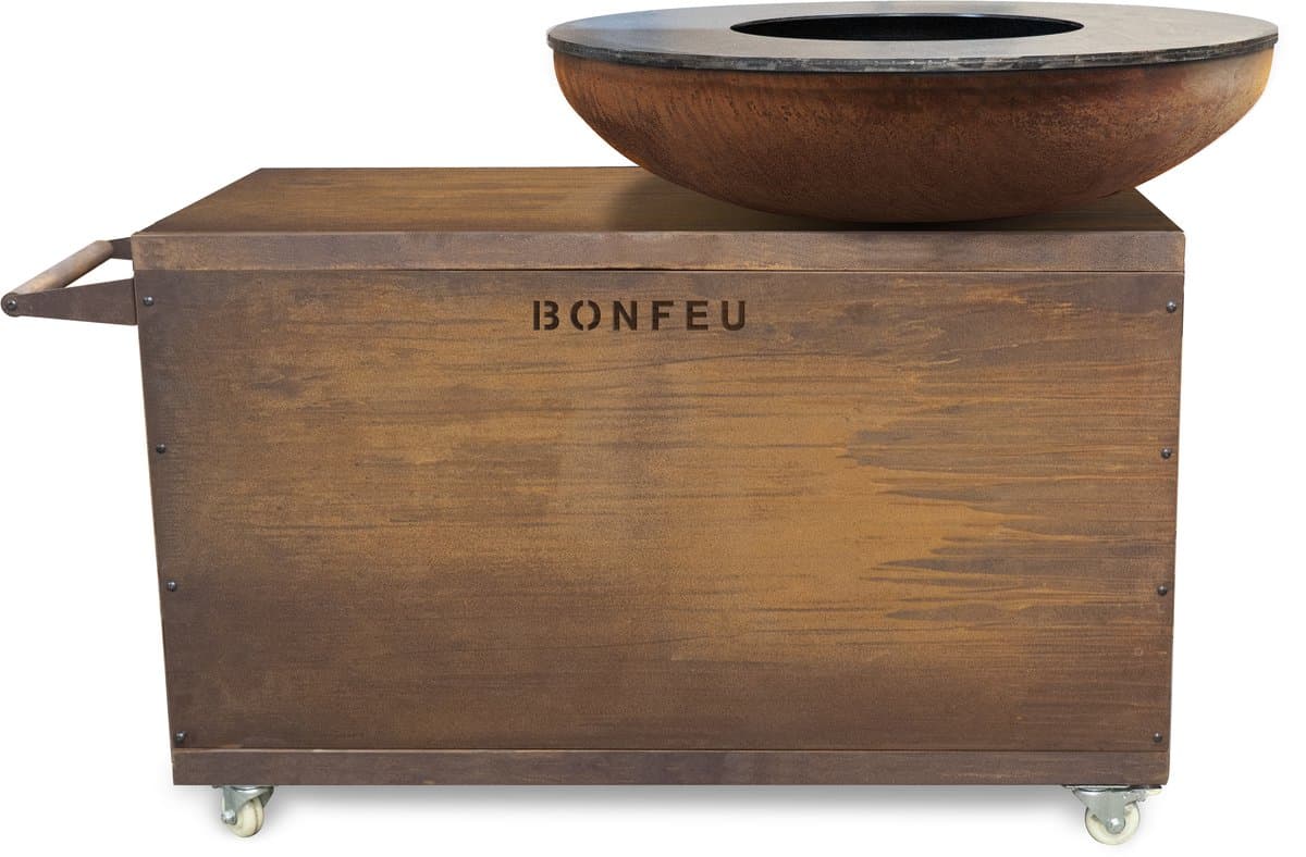 BonFeu BonBiza Island XL - Mobiele Buitenkeuken - Plancha & Vuurschaal - Cortenstaal - 170x100x110 cm — afbeelding 1