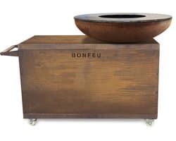 BonFeu BonBiza Island XL - Mobiele Buitenkeuken - Plancha & Vuurschaal - Cortenstaal - 170x100x110 cm
