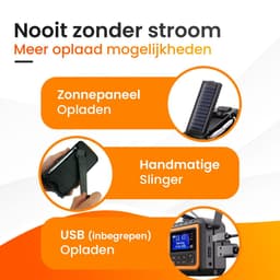 Nince Noodradio DAB+ Solar Opwindbaar - Draagbare Radio met Bluetooth - Powerbank & Zaklamp - Noodradio Op Batterijen en USB-C - Voor Noodsituaties & Kamperen — thumbnail 5
