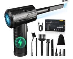 RFWR® Draadloze Elektrische Stofblazer - Krachtige Luchtblazer met Oplaadbare Accu en Diverse Accessoires voor Grondige Reiniging