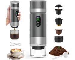 Draagbare koffiemachine,-de nieuwste upgrade van de derde generatie-3-in-1 elektrische espressomachine-12V oplaadbare espressomachine-voor kantoor-reizen-thuis- compatibel met espresso-capsules en gemalen koffie