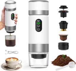 Draagbare koffiemachine,-de nieuwste upgrade van de derde generatie-3-in-1 elektrische espressomachine-12V oplaadbare espressomachine-voor kantoor-reizen-thuis- compatibel met espresso-capsules en gemalen koffie — thumbnail 1