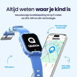 Qlokkie Kiddo Lite - GPS horloge kind - Smartwatch kinderen - GPS tracker kind met nauwkeurige locatiebepaling - GPS horloge kind met simkaart - Stel veilige zones in - SOS functie - Blauw — thumbnail 5