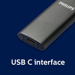 Philips Draagbare externe SSD — 2TB — Ultra Slim SATA Ultra Speed — USB-C – USB — leessnelheid tot 550 MB/s — schrijfsnelheid tot 550 MB/s — Aluminium — thumbnail 4
