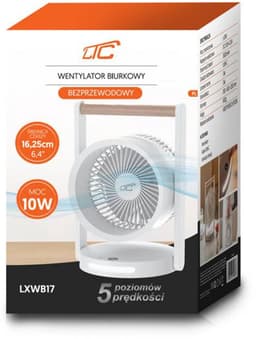 LTC draadloze bureauventilator met nachtlampje en LED-display - 5 snelheidsstanden, 3600 mAh batterij, LXWB17 - Wit — thumbnail 5