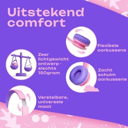 PowerLocus PLED Wired Kinder Koptelefoon met Draad - Koptelefoon voor kinderen - Veilig volume van 85dB en 94dB - Hoofdtelefoon - Met microfoon - Sharing Audio Functie - Roze — thumbnail 3