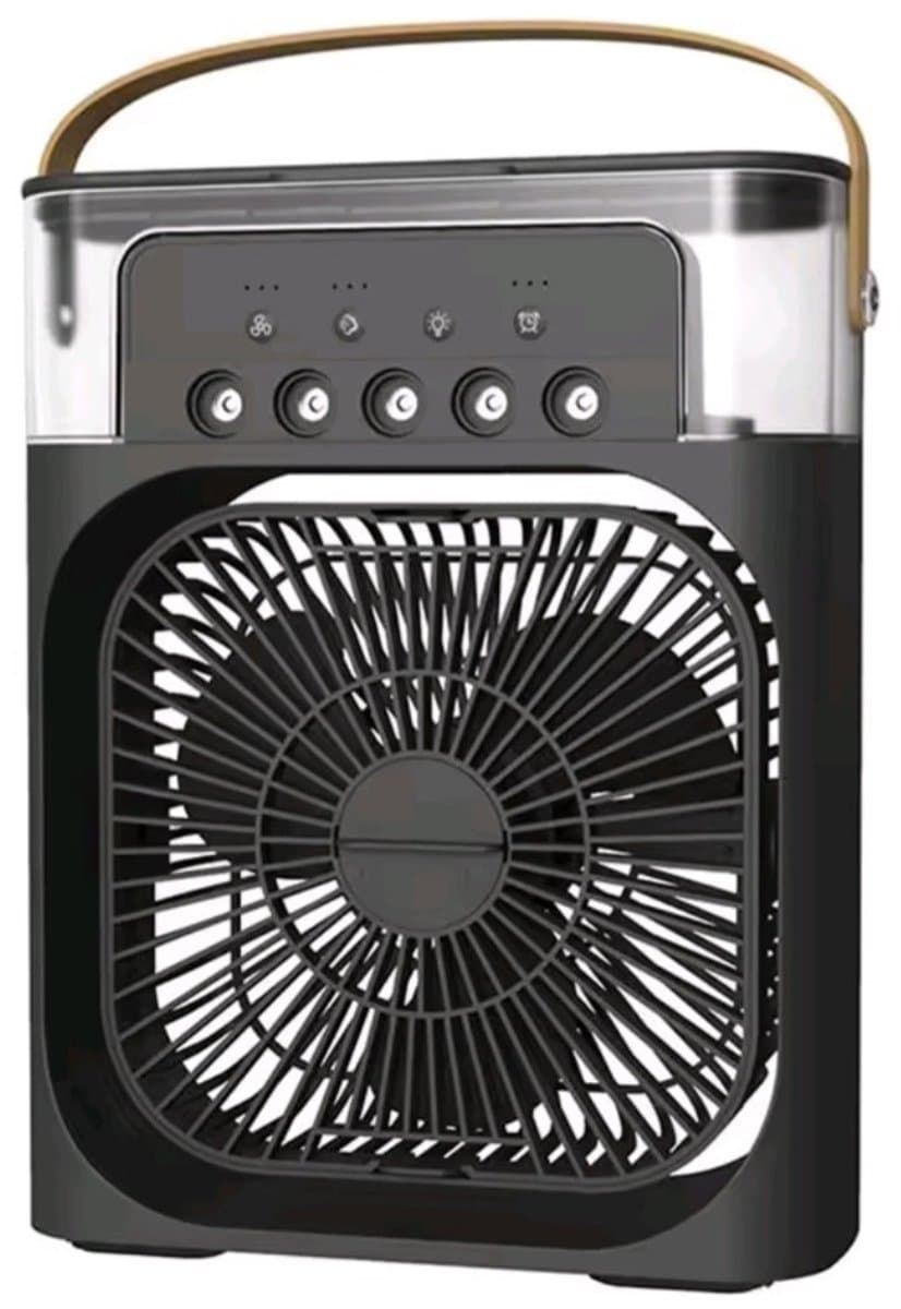 Retro LED Mist Ventilator – Nevel & Aroma – 3 Snelheden – Zwart — afbeelding 1