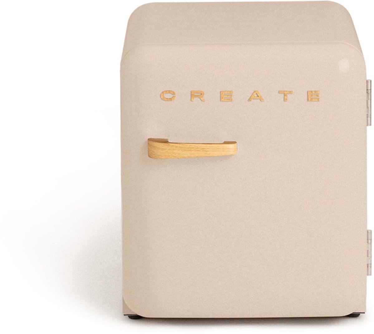 CREATE - Koelkast in retrostijl - Zand - Handvat Hout - FRIDGE RETRO 48L — afbeelding 1