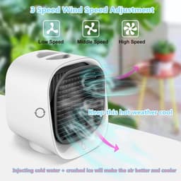 Mini Airco - Luchtkoeler - Airco met water - Koelventilator - USB Airconditioner - Mini Aircooler met Water - Afelventilator - Coolingdown - Mobiele Airco - Koelen, Blazen, Lucht Bevochtigen - Mobiele Airco - Draagbare - 166*152*142mm - 300ML — thumbnail 5